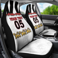 Custom England Football Car Seat Cover Gold Lions And Minimalist Floral