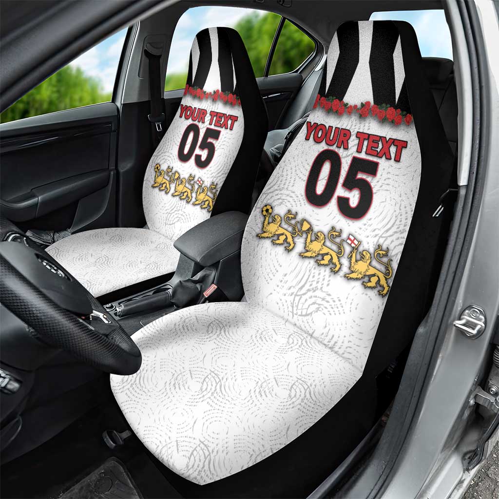 Custom England Football Car Seat Cover Gold Lions And Minimalist Floral