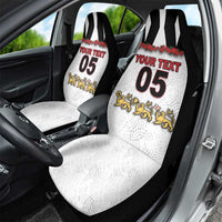 Custom England Football Car Seat Cover Gold Lions And Minimalist Floral