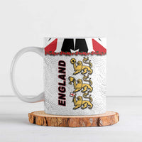 Custom England Football Ceramic Mug Gold Lions And Minimalist Floral