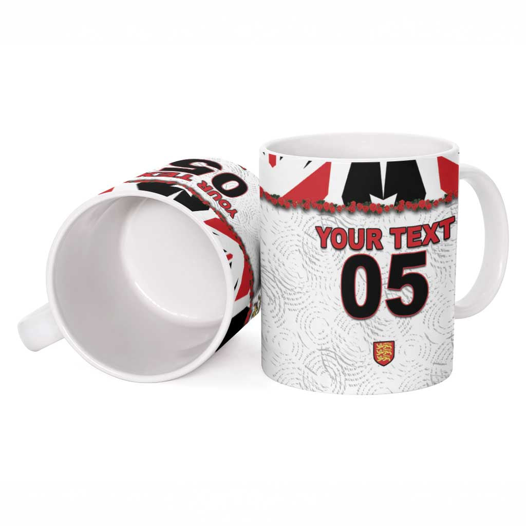 Custom England Football Ceramic Mug Gold Lions And Minimalist Floral