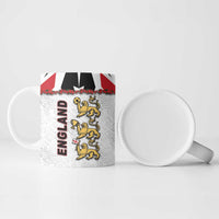 Custom England Football Ceramic Mug Gold Lions And Minimalist Floral