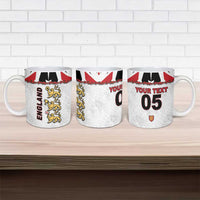 Custom England Football Ceramic Mug Gold Lions And Minimalist Floral