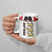 Custom England Football Ceramic Mug Gold Lions And Minimalist Floral