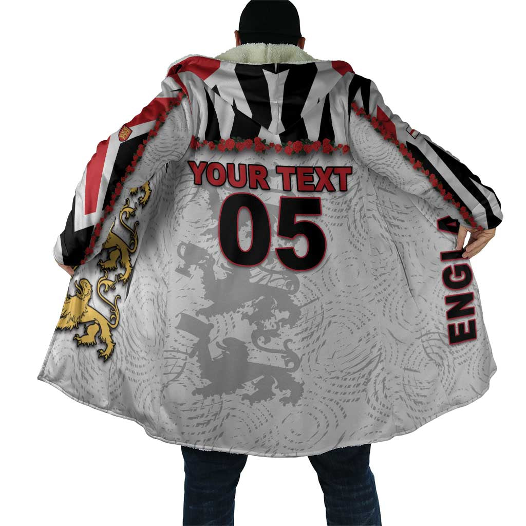 Custom England Football Cloak Gold Lions And Minimalist Floral