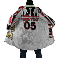Custom England Football Cloak Gold Lions And Minimalist Floral