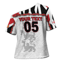 Custom England Football Cross Shoulder Shirt Gold Lions And Minimalist Floral
