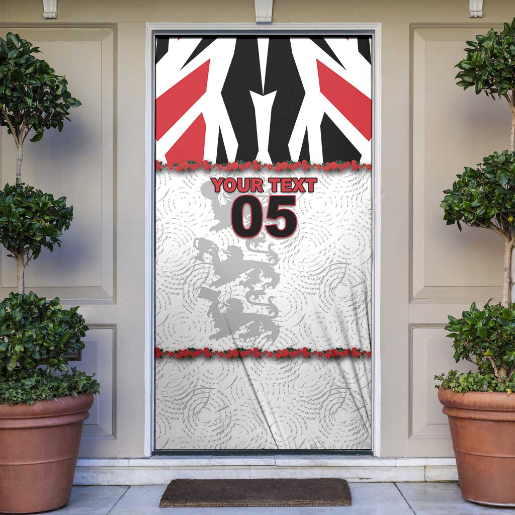 Custom England Football Door Cover Gold Lions And Minimalist Floral