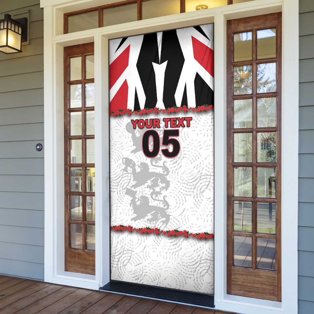 Custom England Football Door Cover Gold Lions And Minimalist Floral