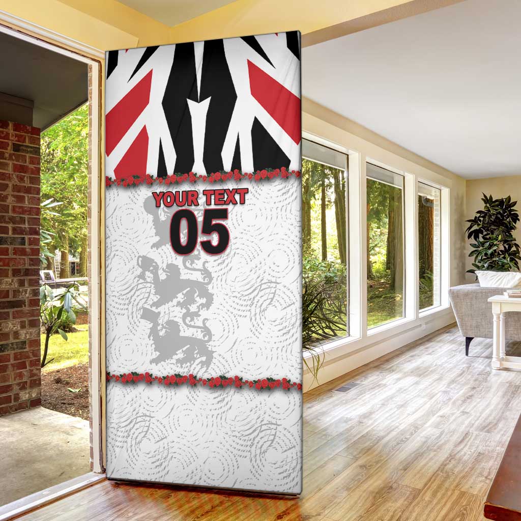 Custom England Football Door Cover Gold Lions And Minimalist Floral