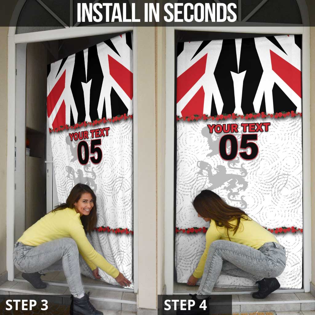 Custom England Football Door Cover Gold Lions And Minimalist Floral