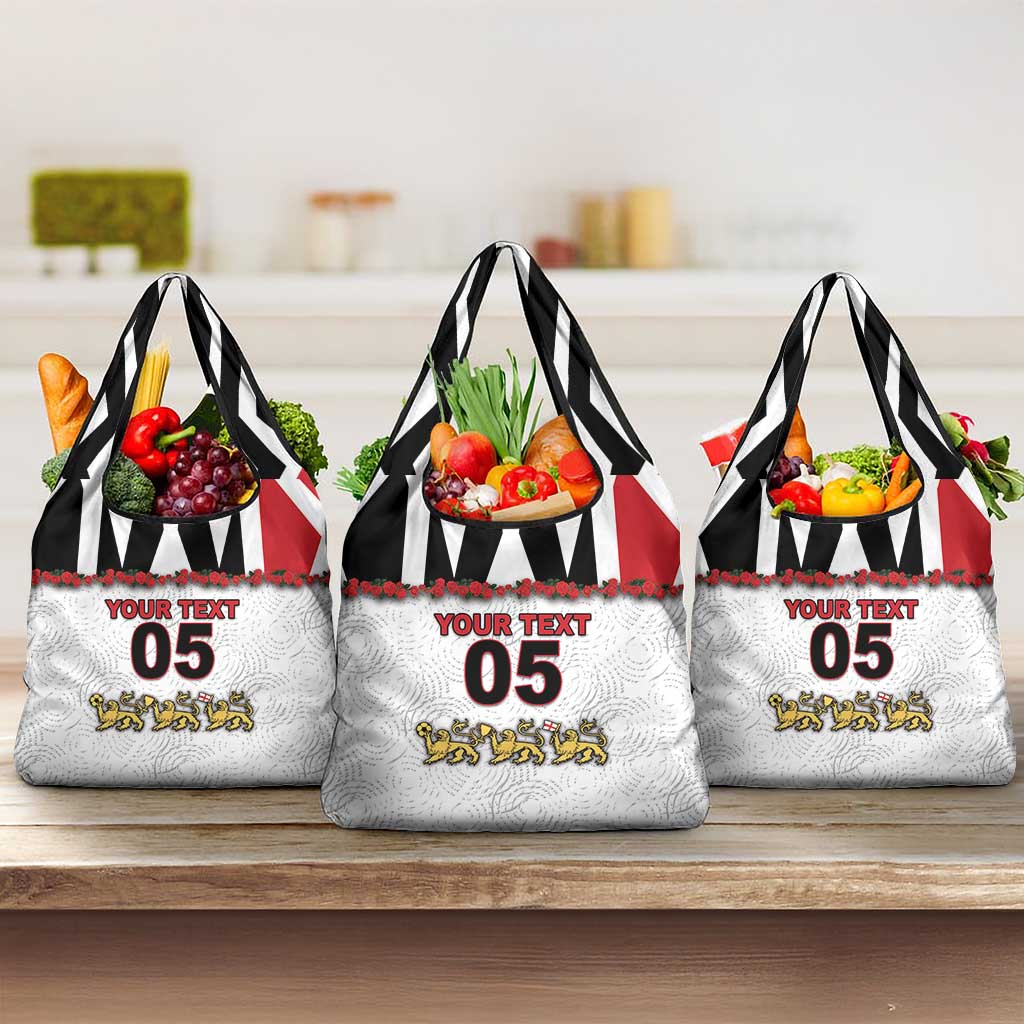 Custom England Football Grocery Bag Gold Lions And Minimalist Floral