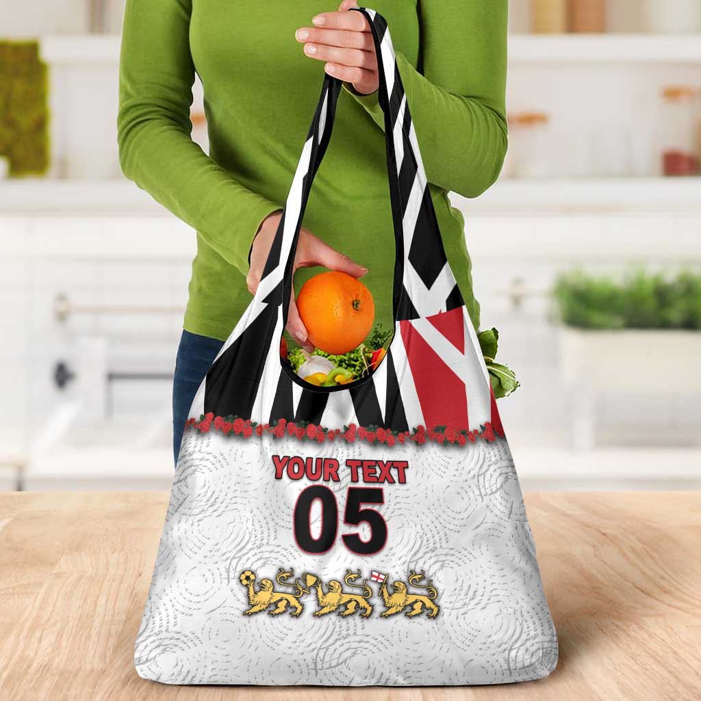 Custom England Football Grocery Bag Gold Lions And Minimalist Floral