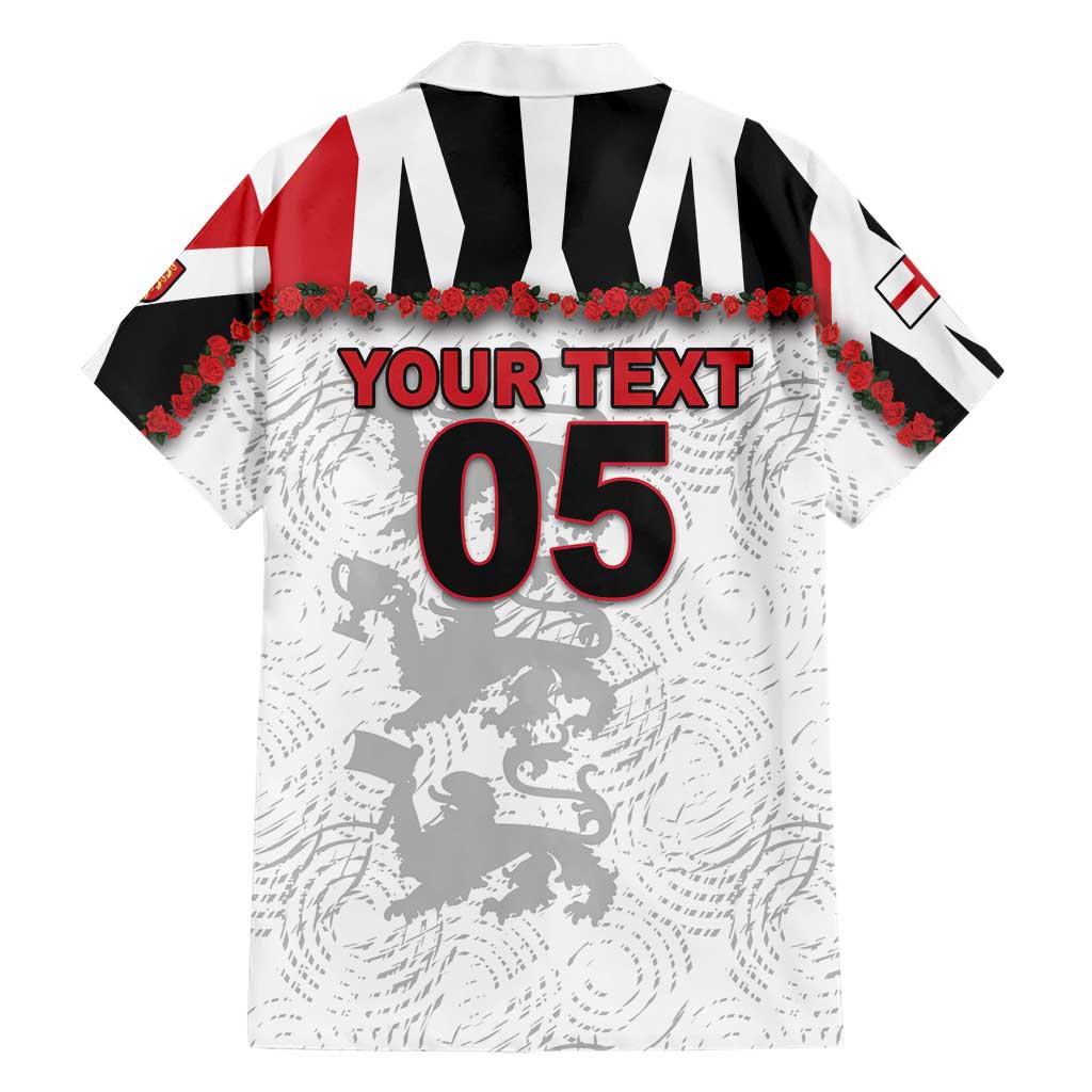 Custom England Football Hawaiian Shirt Gold Lions And Minimalist Floral