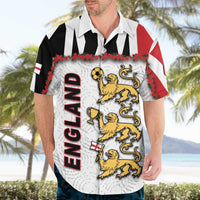 Custom England Football Hawaiian Shirt Gold Lions And Minimalist Floral