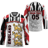 Custom England Football Hockey Jersey Gold Lions And Minimalist Floral
