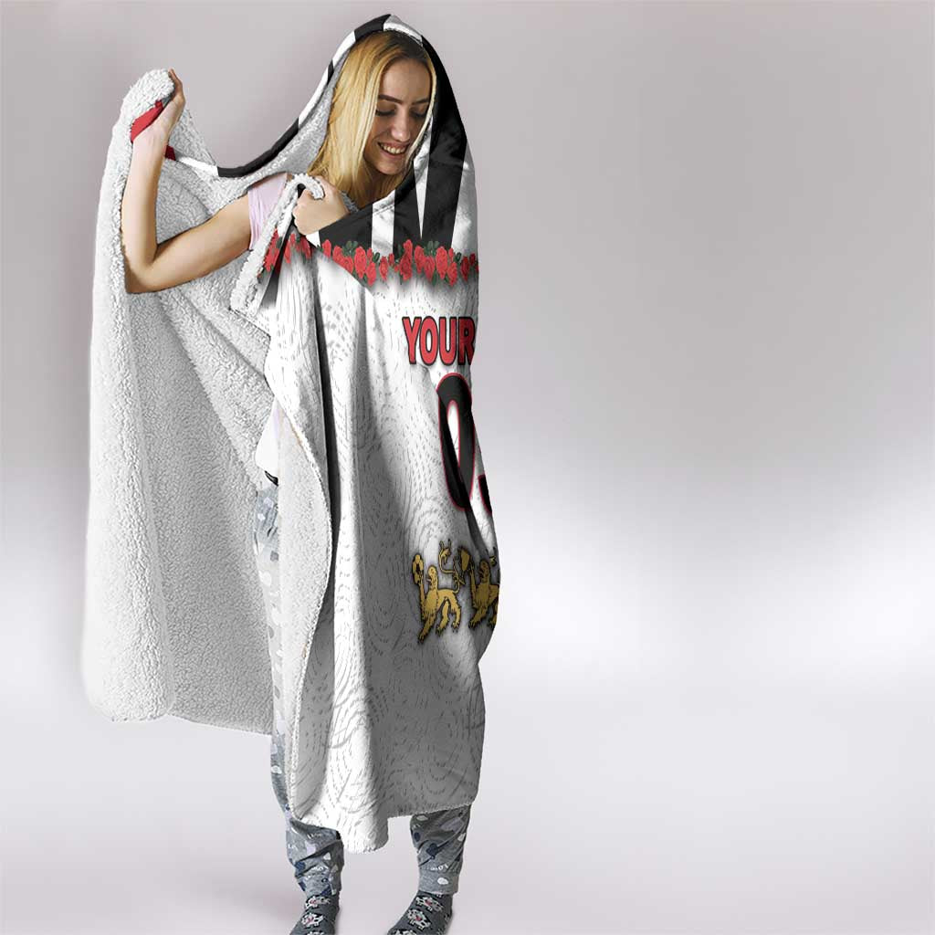 Custom England Football Hooded Blanket Gold Lions And Minimalist Floral