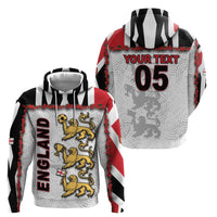 Custom England Football Hoodie Gold Lions And Minimalist Floral