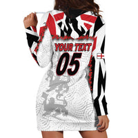 Custom England Football Hoodie Dress Gold Lions And Minimalist Floral