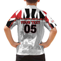 Custom England Football Kid Hawaiian Shirt Gold Lions And Minimalist Floral