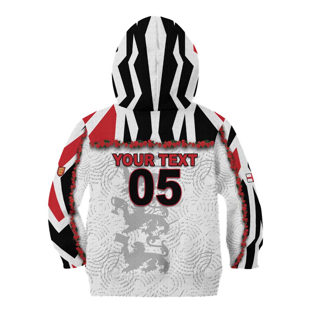 Custom England Football Kid Hoodie Gold Lions And Minimalist Floral
