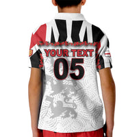 Custom England Football Kid Polo Shirt Gold Lions And Minimalist Floral
