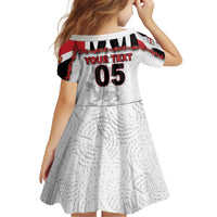 Custom England Football Kid Short Sleeve Dress Gold Lions And Minimalist Floral