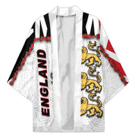 Custom England Football Kimono Gold Lions And Minimalist Floral