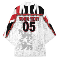 Custom England Football Kimono Gold Lions And Minimalist Floral