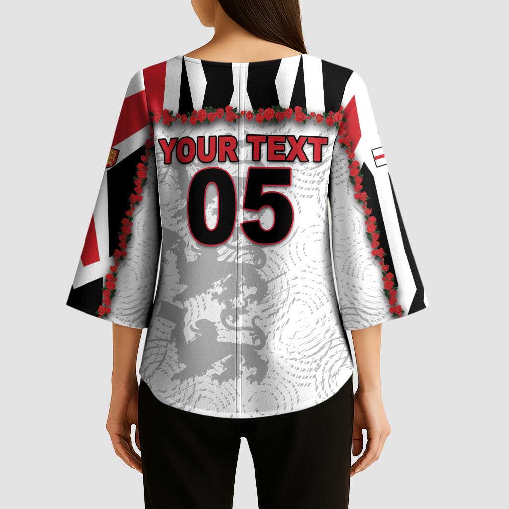 Custom England Football Kimono Sleeve Blouse Gold Lions And Minimalist Floral