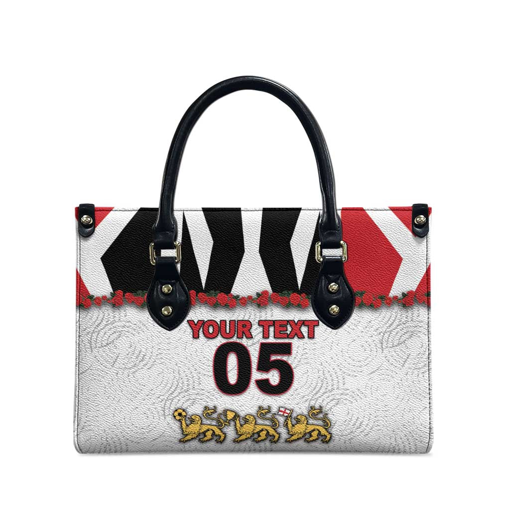 Custom England Football Leather Bag Gold Lions And Minimalist Floral