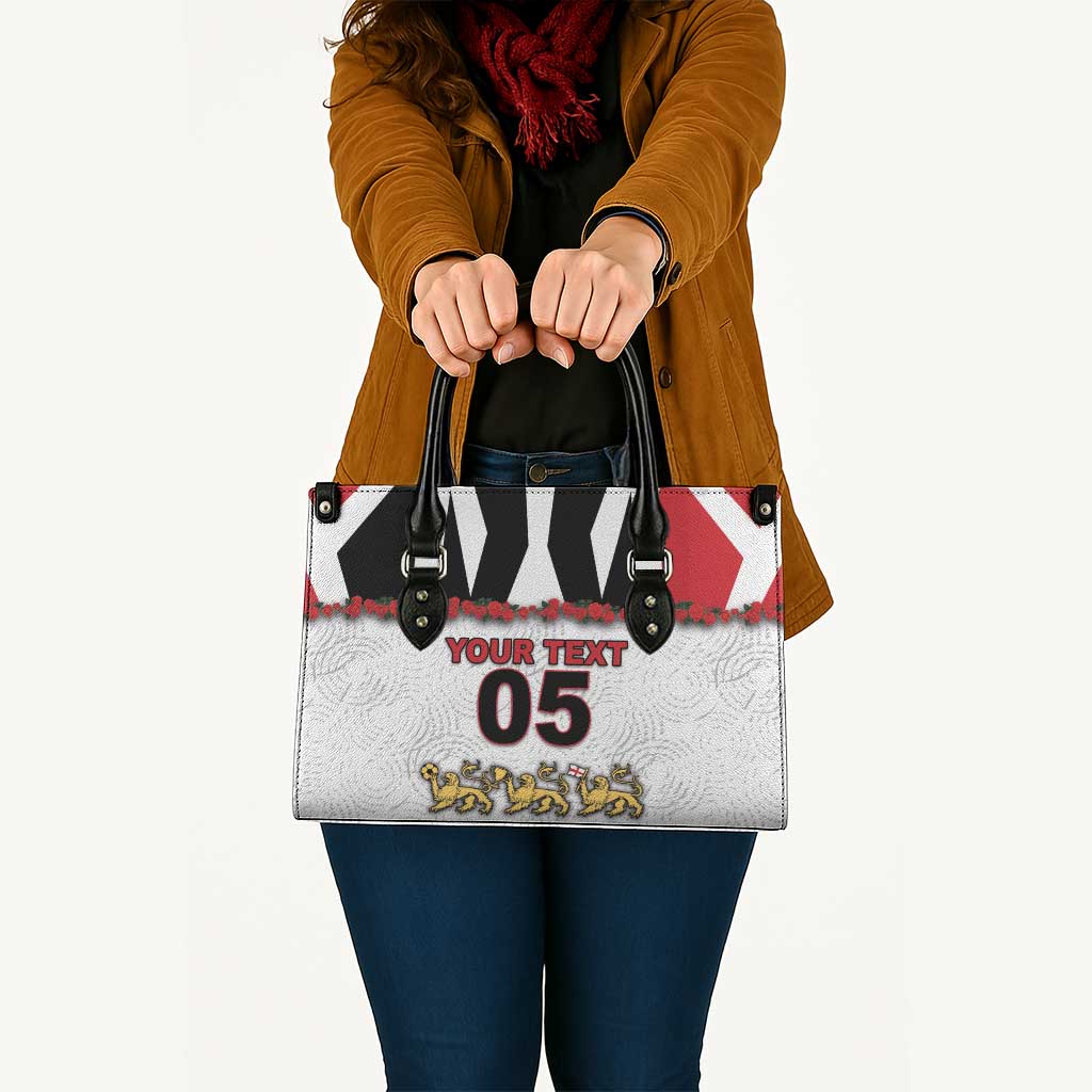 Custom England Football Leather Bag Gold Lions And Minimalist Floral