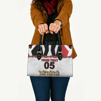 Custom England Football Leather Bag Gold Lions And Minimalist Floral