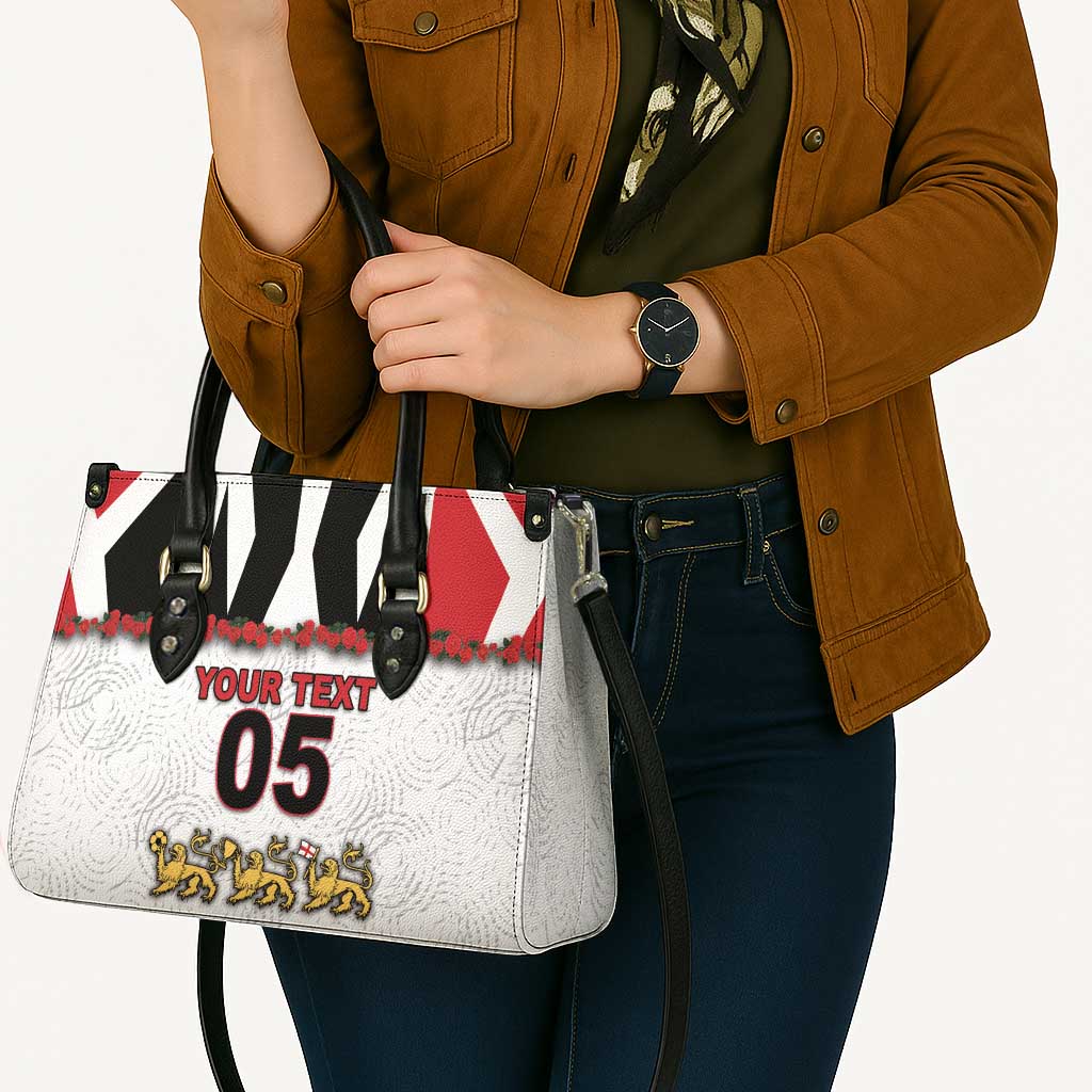Custom England Football Leather Bag Gold Lions And Minimalist Floral