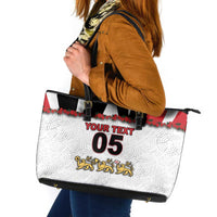 Custom England Football Leather Tote Bag Gold Lions And Minimalist Floral