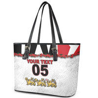 Custom England Football Leather Tote Bag Gold Lions And Minimalist Floral