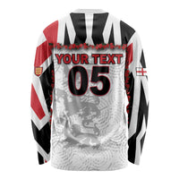 Custom England Football Long Sleeve Shirt Gold Lions And Minimalist Floral