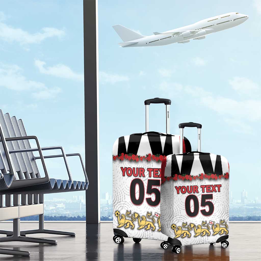 Custom England Football Luggage Cover Gold Lions And Minimalist Floral
