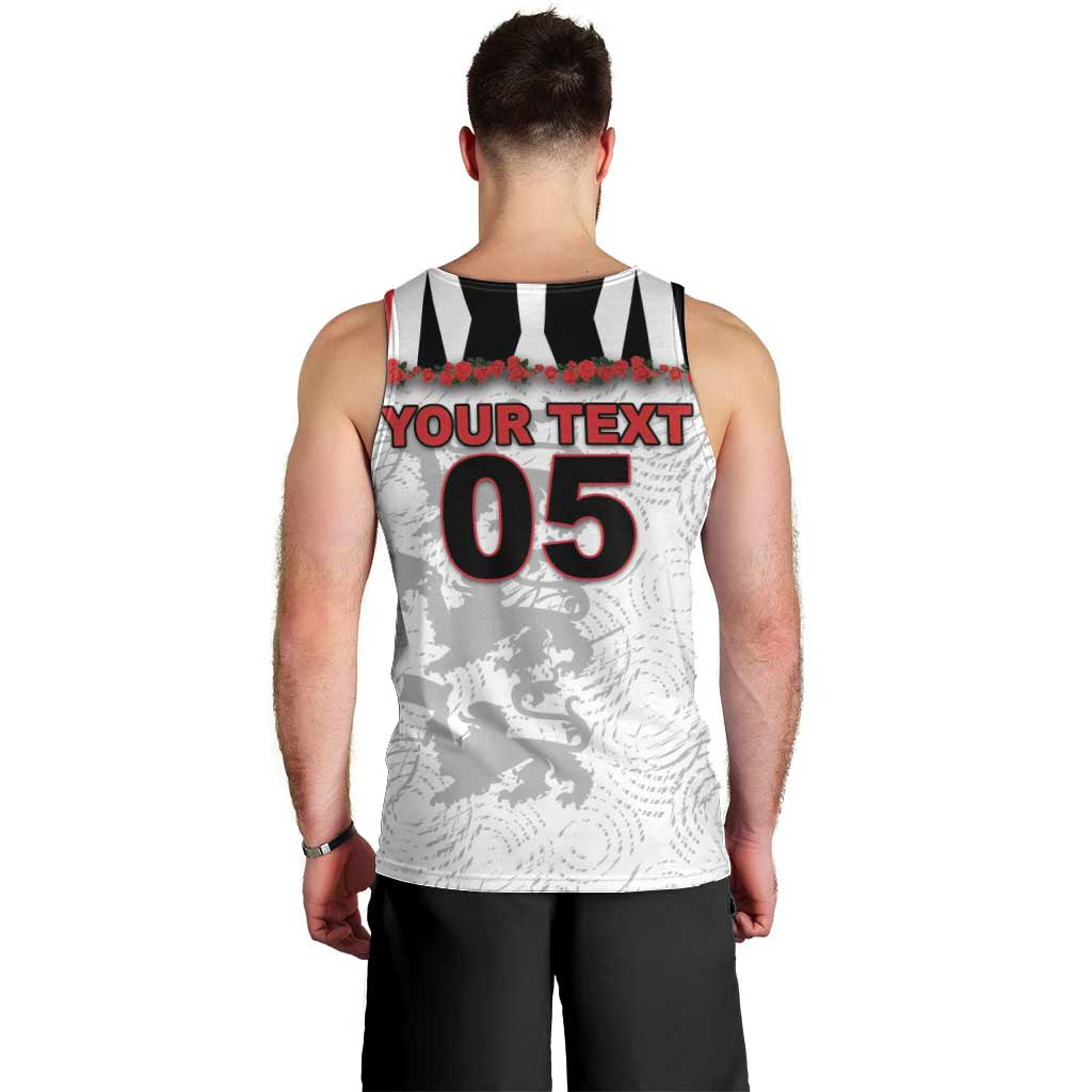 Custom England Football Men Tank Top Gold Lions And Minimalist Floral