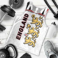 Custom England Football Men Tank Top Gold Lions And Minimalist Floral