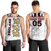 Custom England Football Men Tank Top Gold Lions And Minimalist Floral