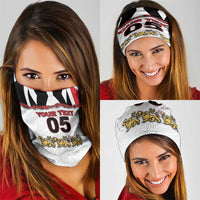 Custom England Football Neck Gaiter Gold Lions And Minimalist Floral