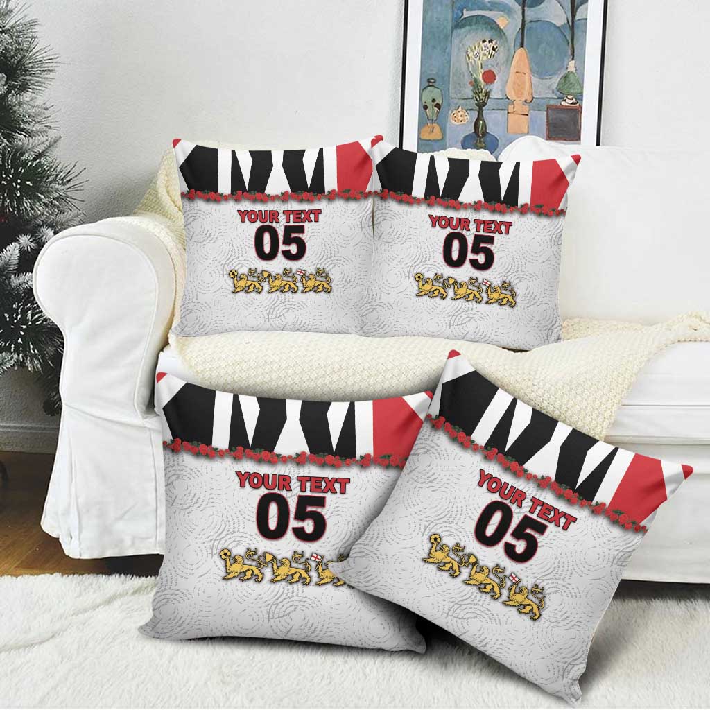 Custom England Football Pillow Cover Gold Lions And Minimalist Floral