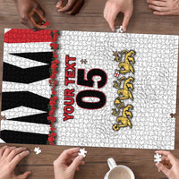 Custom England Football Puzzle Gold Lions And Minimalist Floral