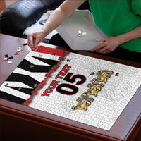 Custom England Football Puzzle Gold Lions And Minimalist Floral