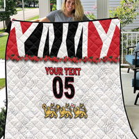 Custom England Football Quilt Gold Lions And Minimalist Floral