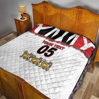 Custom England Football Quilt Gold Lions And Minimalist Floral