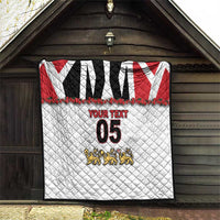 Custom England Football Quilt Gold Lions And Minimalist Floral