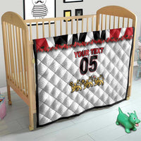 Custom England Football Quilt Gold Lions And Minimalist Floral