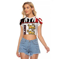 Custom England Football Raglan Cropped T Shirt Gold Lions And Minimalist Floral